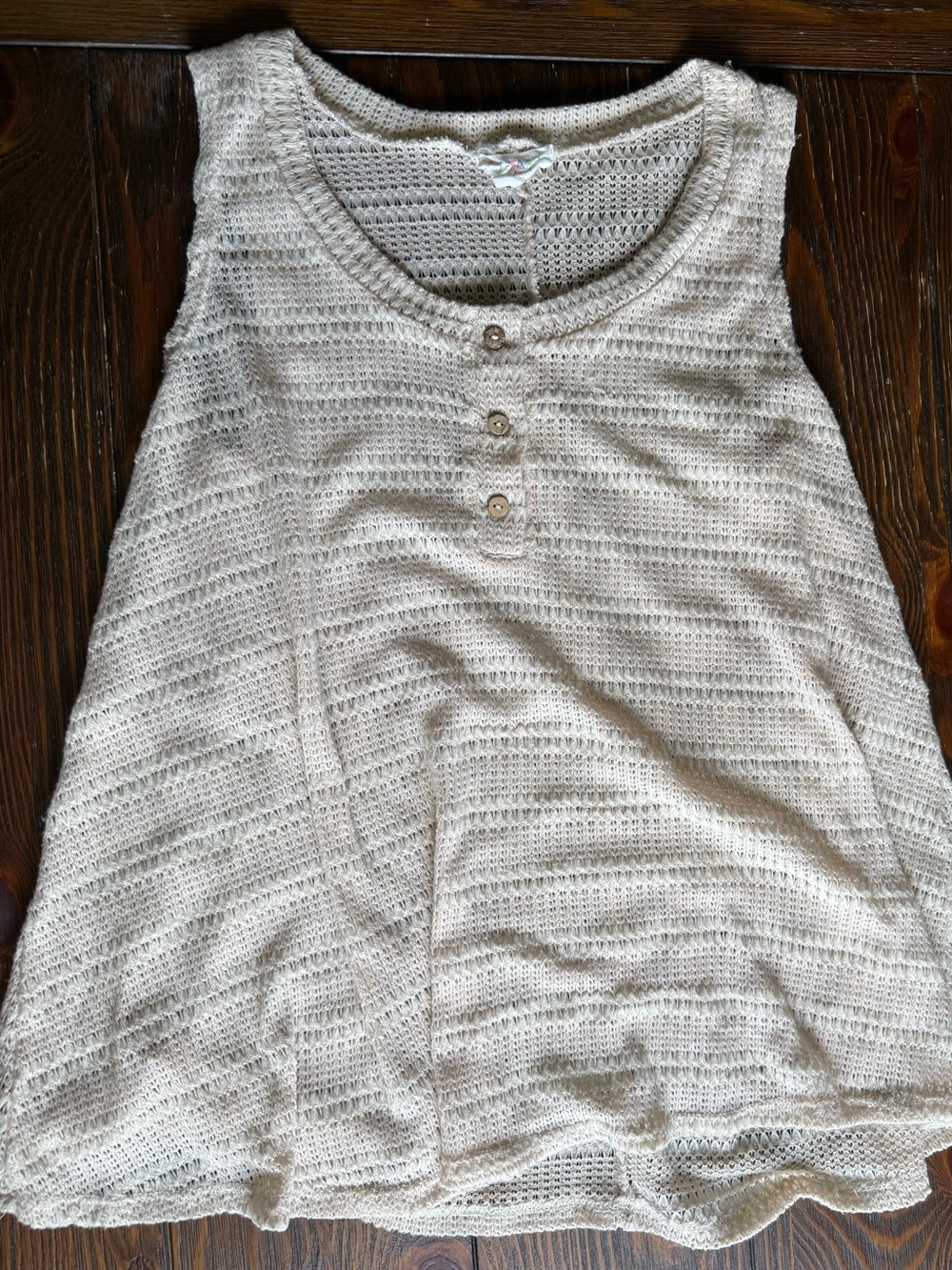 Boutique Cream Knit Sleeveless Henley Tank